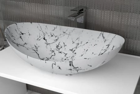 Раковина накладная Marko Ореол Белый Мрамор 578мм*380мм*160мм