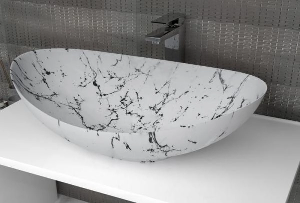 Раковина накладная Marko Ореол Белый Мрамор 578мм*380мм*160мм