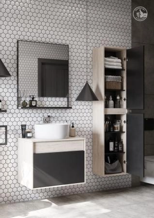 Тумба под раковину AQUATON Лофт Урбан 65 серый графит, дуб орегон 1A254001LQX60