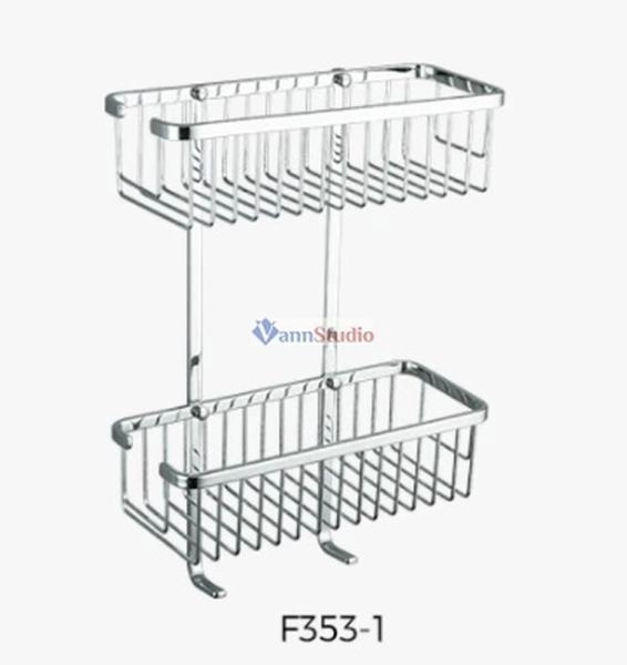 F353-1 Полка 2 ярусная Frap c ключками нержавейка хром