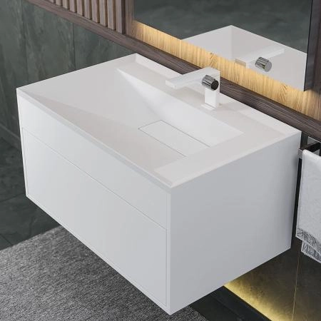 Раковина кварцевая Uperwood Lotus Quartz, 80 см, белая матовая, жасмин
