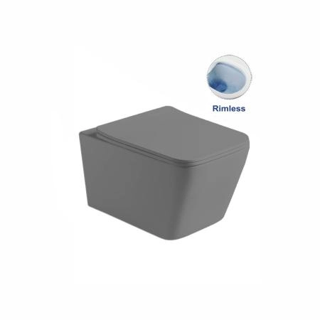 Унитаз подвесной Vincea Q-Line VT1-12MG безободковый, цвет матовый серый, ультратонкое  сиденье soft-close