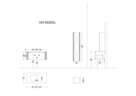 Тумба без раковины Boheme VOI 100см MATT WHITE 782-100-MW