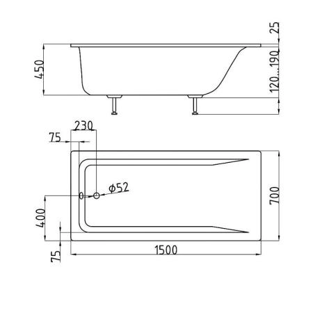Ванна AquaStone Арма 150х70 иск. камень