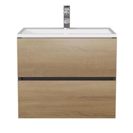 Тумба с раковиной Uperwood Barsa 60 см, раковина белая, подвесная тумба черная/дуб сонома