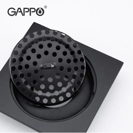 Душевой трап Gappo G81053-6 чёрный 100x100мм