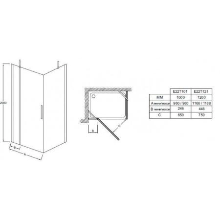 Душевая дверь Jacob Delafon CONTRA E22T101-GA 100 см