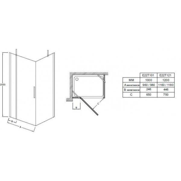 Душевая дверь Jacob Delafon CONTRA E22T101-GA 100 см