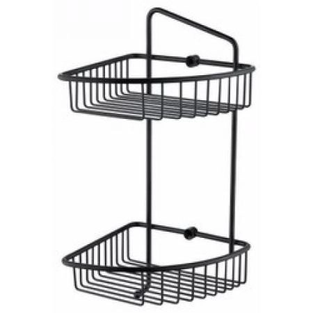 Полка для ванной двухярусная угловая KAISER 204*204*430*60 Black/латунь (KH-5072) черный