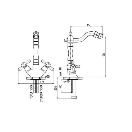 Смеситель Rav Slezak MORAVA RETRO MK420.5/9SM для биде, цвет Бронза
