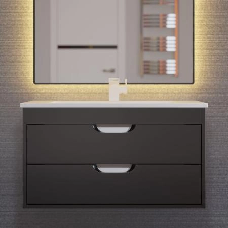 Тумба под раковину для ванной Uperwood Modul 80 см, подвесная, матовая, черная