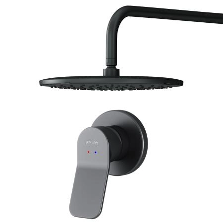 Набор: Смеситель для душа, верхний душ с держателем AM.PM X-Joy FB85A2R002 чёрный