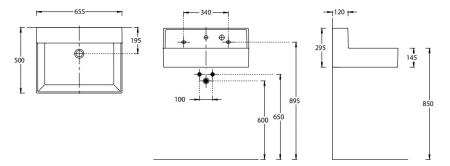 Раковина Kerama Marazzi TECNOLOGICA M ТЕКНОЛОДЖИКА M LO.M.wb.65 /Лоджика М мебельная\подвесная cо встроенным смесителем 65, белая глянцевая