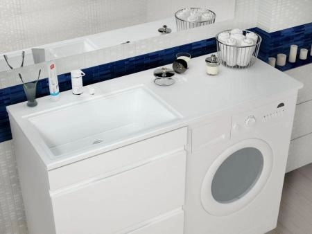 Раковина над стиральной машиной Uperwood Марсал 120 см, левая, белая