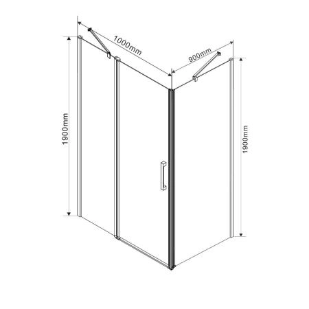 Душевой уголок Vincea Orta VSR-1O9010CL, 1000*900, хром, стекло прозрачное