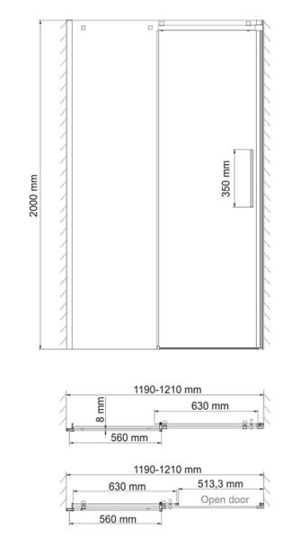 Душевая дверь WasserKraft Alme 15R05 120 см, раздвижная, универсальная