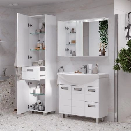 Зеркало-шкаф с LED подсветкой Volna Joli 80 левое (белый)