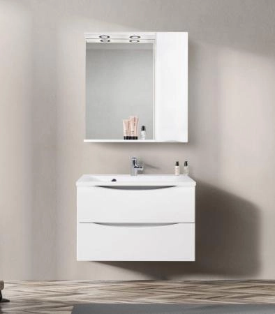 Шкаф Belbagno MARINO Bianco Lucido зеркальный подвесной с подсветкой, левосторонний MARINO-SPC-800/750-1A-BL-P-L
