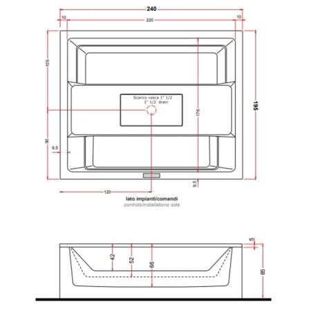 Gruppo Treesse Rest Минибассейн 240x195х85см., хромотерапия 1, озон. дезинф. внешняя панель VTR, автонаполнение и дренаж, нагрев3KW, цвет: белый