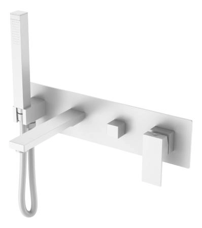Смеситель для ванны Boheme встроенный Qubic Matt White 474-2-MW