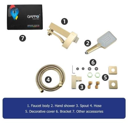 Смеситель Gappo G3207-3 для ванны  золото