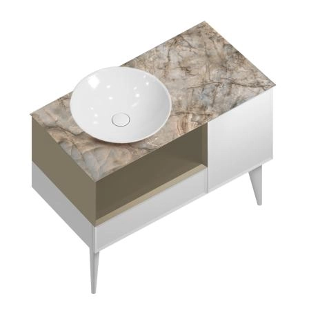 Тумба Kerama Marazzi CONO КОНО CO.97\LIM подвесная с открытой полкой и ящиками 97, белая матовая-лимо