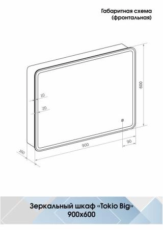 Зеркало-шкаф Континент Tokio Big Led 900х600 с розеткой