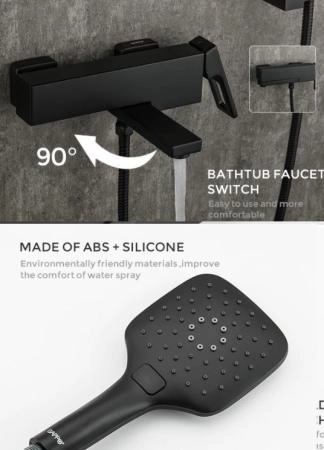 Смеситель Gappo G3217-6 для ванны, чёрный