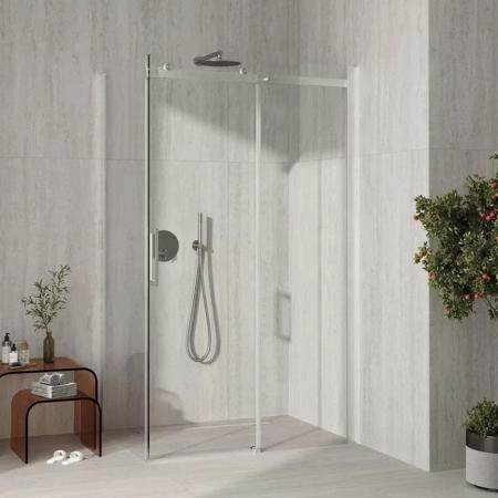 Душевая дверь Kerama Marazzi CRISTALLO КРИСТАЛЛО CT.120.SD.BN раздвижные с функцией плавного открывания и закрывания, 120х210, брашированный никель