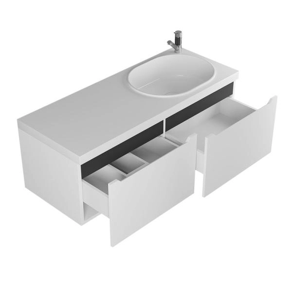 Тумба под стиральную машину Uperwood Tanos 60 см раковина Bruks 120 см правая, белая/графит