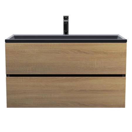 Тумба под раковину для ванной Uperwood Barsa 90 см, подвесная, черная/дуб сонома