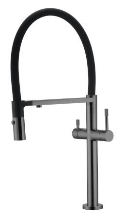 Смеситель для кухни Boheme UNO Shine Gun Metal c краном для питьевой воды 115-SGM
