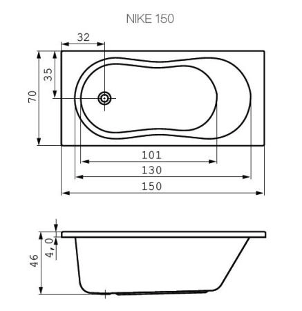 Ванна Cersanit Nike 150x70 см