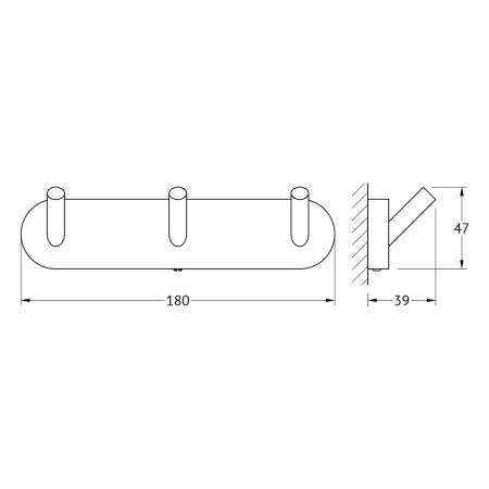 Планка с 3-мя крючками 18 cm  ARTWELLE Harmonie HAR 002 хром