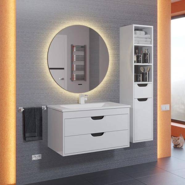 Зеркало для ванной с подсветкой Uperwood Modul 65*65, бесконтактный сенсор, антизапотевание, круглое, теплая подсветка