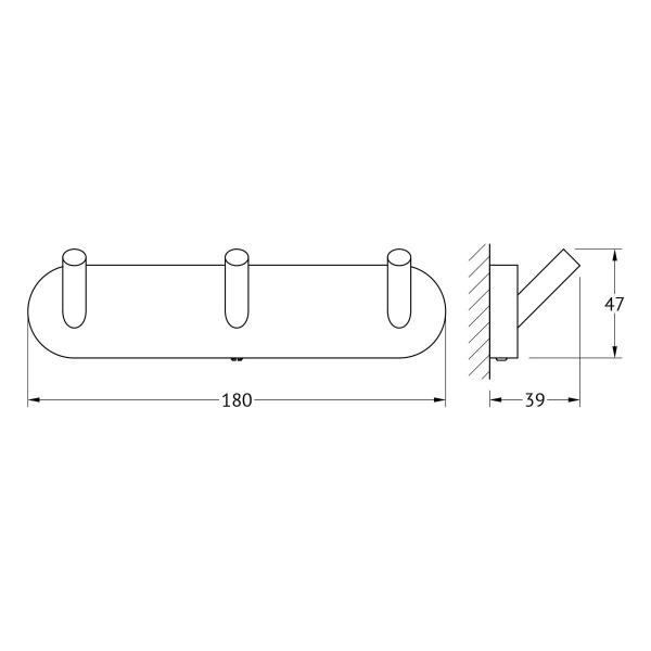 Планка с 3-мя крючками 18 cm  ARTWELLE Harmonie HAR 002 хром