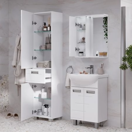 Зеркало-шкаф с LED подсветкой Volna Joli 50 левое (белый)