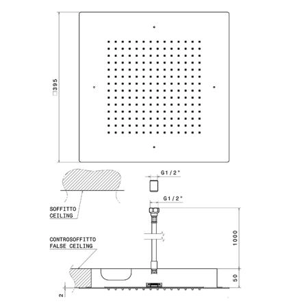 Newform Head Showers Верхний душ 40x40cм, потолочный, скрытый, цвет: белый матовый