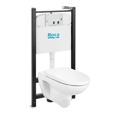Roca Debba Round Унитаз подвесной Rimless, с инсталляционной системой, сиденье с крышкой, цвет: белый