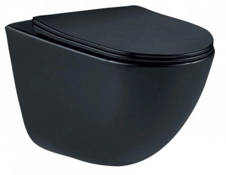 Унитаз подвесной ESBANO LOTUS  с закрытым дном черный матовый безободковый подвесной 500x340x405