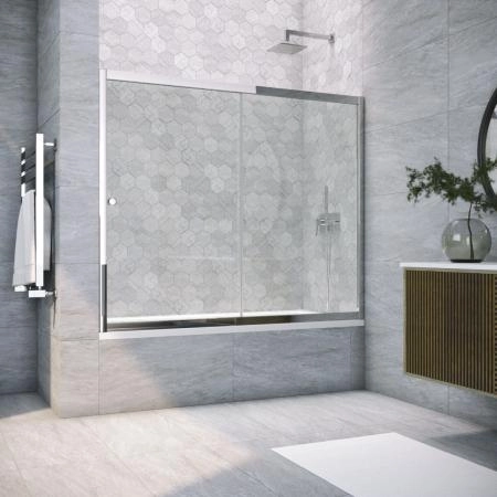 Шторка на ванную Vegas-glass ZV TUR NOVO 170 08 01, профиль глянцевый хром, стекло прозрачное