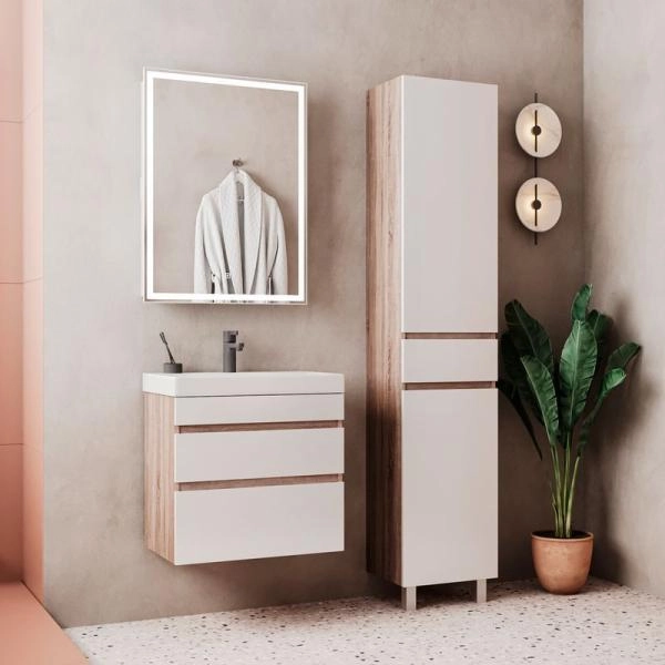 Тумба для ванной Volna Conty 60.2Y Белый/дуб сонома подвесная (9696) раковина отдельно