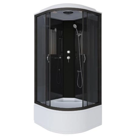 Душевая кабина Niagara Classic NG-6508-14 (900х900х2150) высокий поддон(45см) стекло ТОНИРОВАННОЕ алюм черный