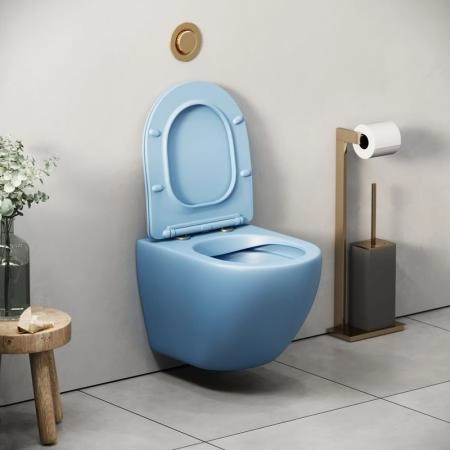 Унитаз Grossman GR-4455BSMS Color (485*365*360) ГОЛУБОЙ МАТОВЫЙ подвесной Безободковый с тонкой крышкой