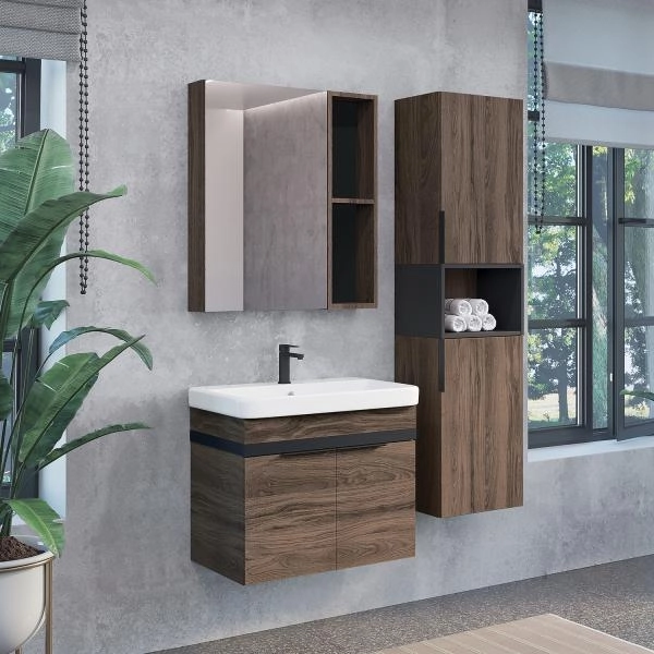 Зеркало-шкаф Comforty Соло-70 00-00011589 Дуб тёмно-коричневый
