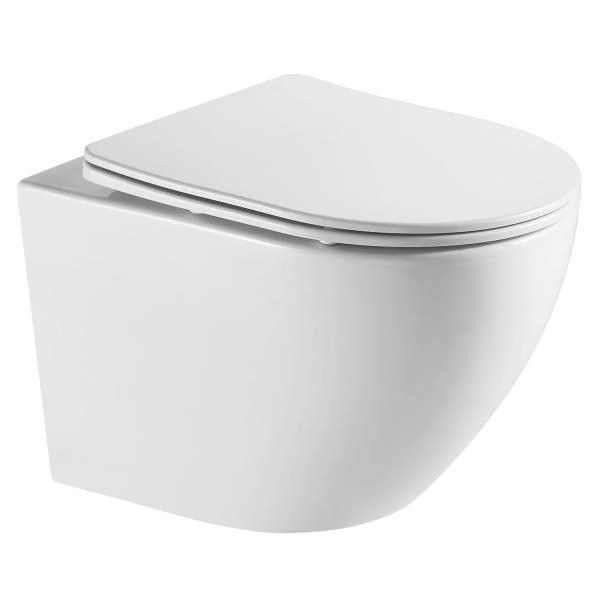 Унитазы Azario Унитаз подвесной безободковый Azario Grado AZ-0046-UQ3 с тонкой крышкой микролифт (Система смыва торнадо)