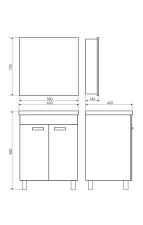 Зеркало шкаф Comforty Диана-60 белый глянец