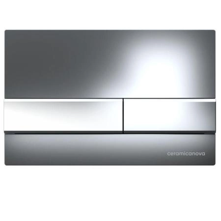 Сет 4 в 1: Подвесной унитаз Metric Rimless арт. CN3007 + Шумоизоляционная панель для инсталляции арт. CN1000 + Система инсталляции для унитазов CERAMICANOVA Envision с кнопкой смыва Flat цвет хром, креплениями, арт. CN1002CH