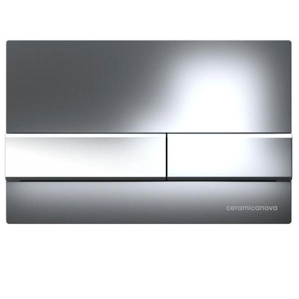 Сет 4 в 1: Подвесной унитаз Metric Rimless арт. CN3007 + Шумоизоляционная панель для инсталляции арт. CN1000 + Система инсталляции для унитазов CERAMICANOVA Envision с кнопкой смыва Flat цвет хром, креплениями, арт. CN1002CH