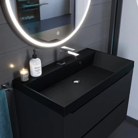 Раковина кварцевая комнаты Uperwood Classic Quartz 80 см, черная матовая, космос